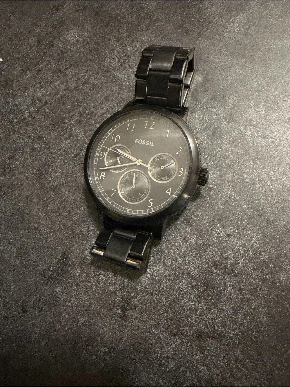 Fossil Black Stainless Steel Link Chronograph Watch
